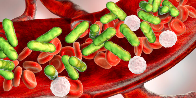 A 3d illustration of sepsis in the blood.